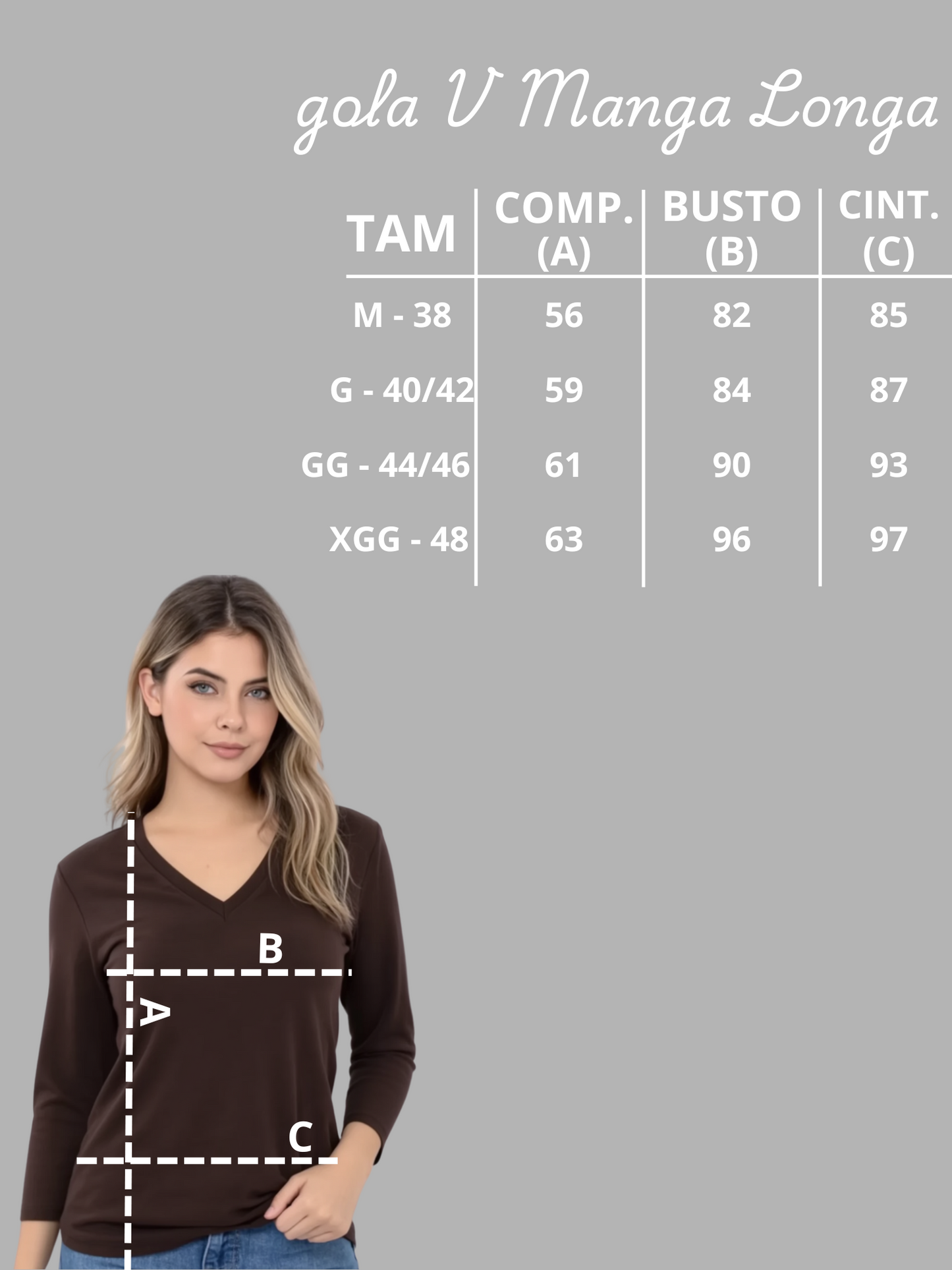 Blusa Gola V Manga Longa