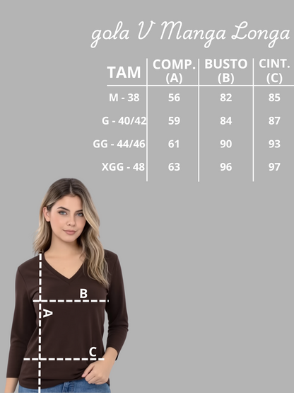 Blusa Gola V Manga Longa